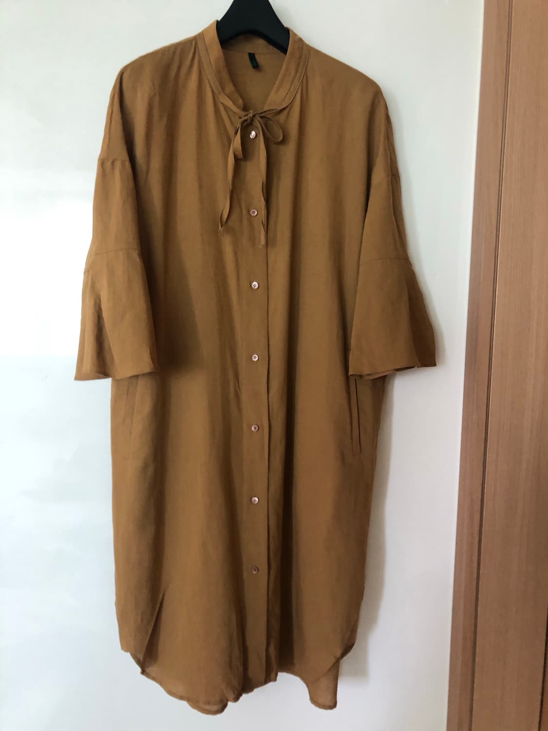 베네통 린넨 인견 리본 로브 셔츠 원피스 자켓 하객룩 올드머니룩 출근룩 상품이미지1