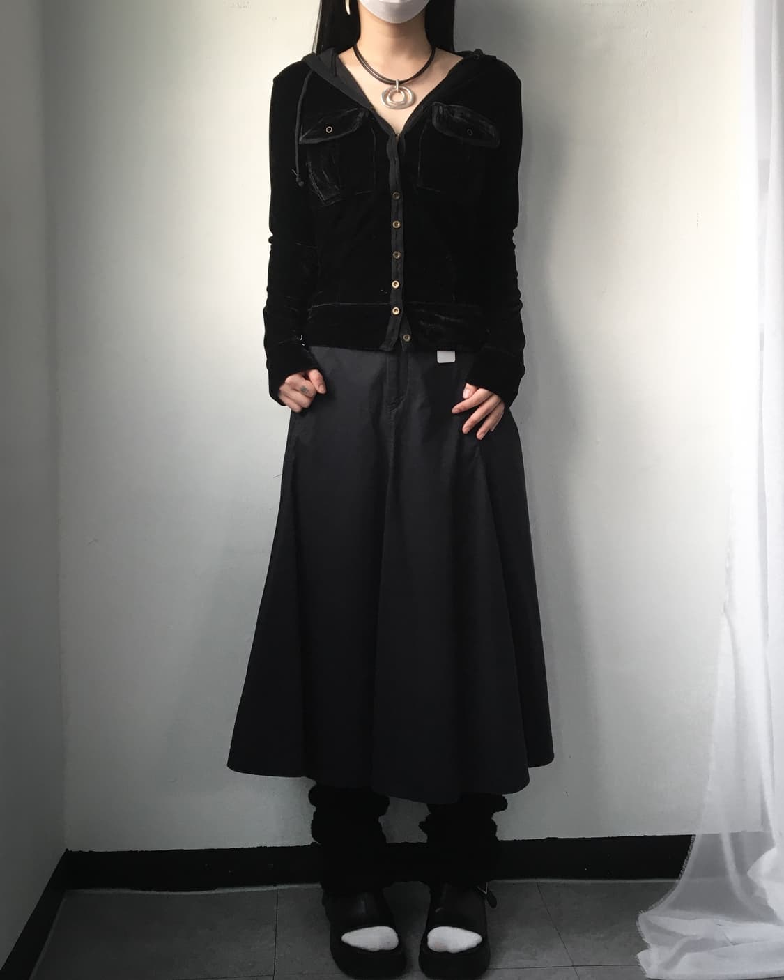 Velvet hood cardigan 상품이미지5