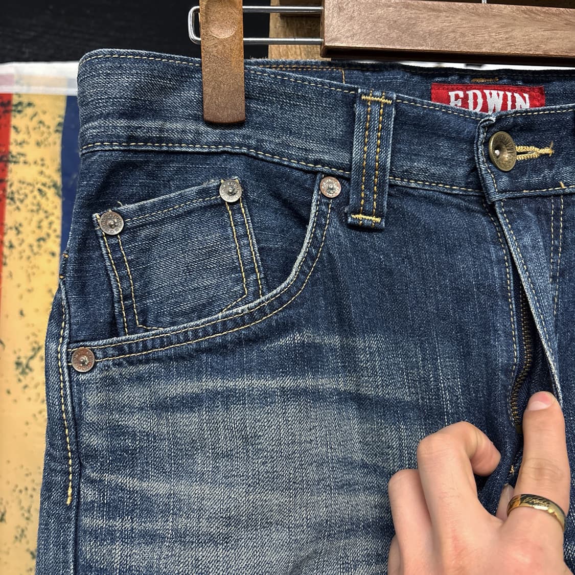 00s 에드윈 익스클루시브 423XV 캣브러쉬 워싱 데님팬츠 N1196 상품이미지6