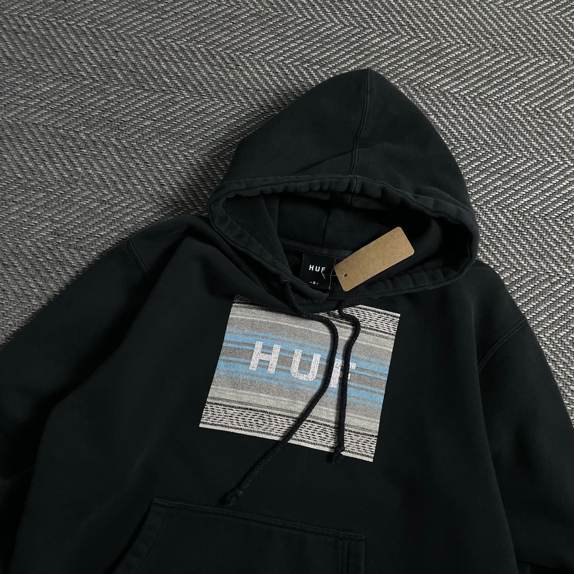 HUF 빅로고 박시핏 블랙 후드 티셔츠o 5009 상품이미지3