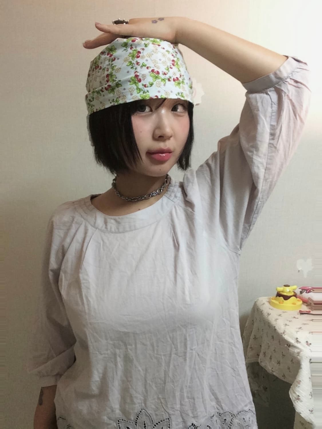 연보라 벌룬 자수 블라우스 상품이미지2