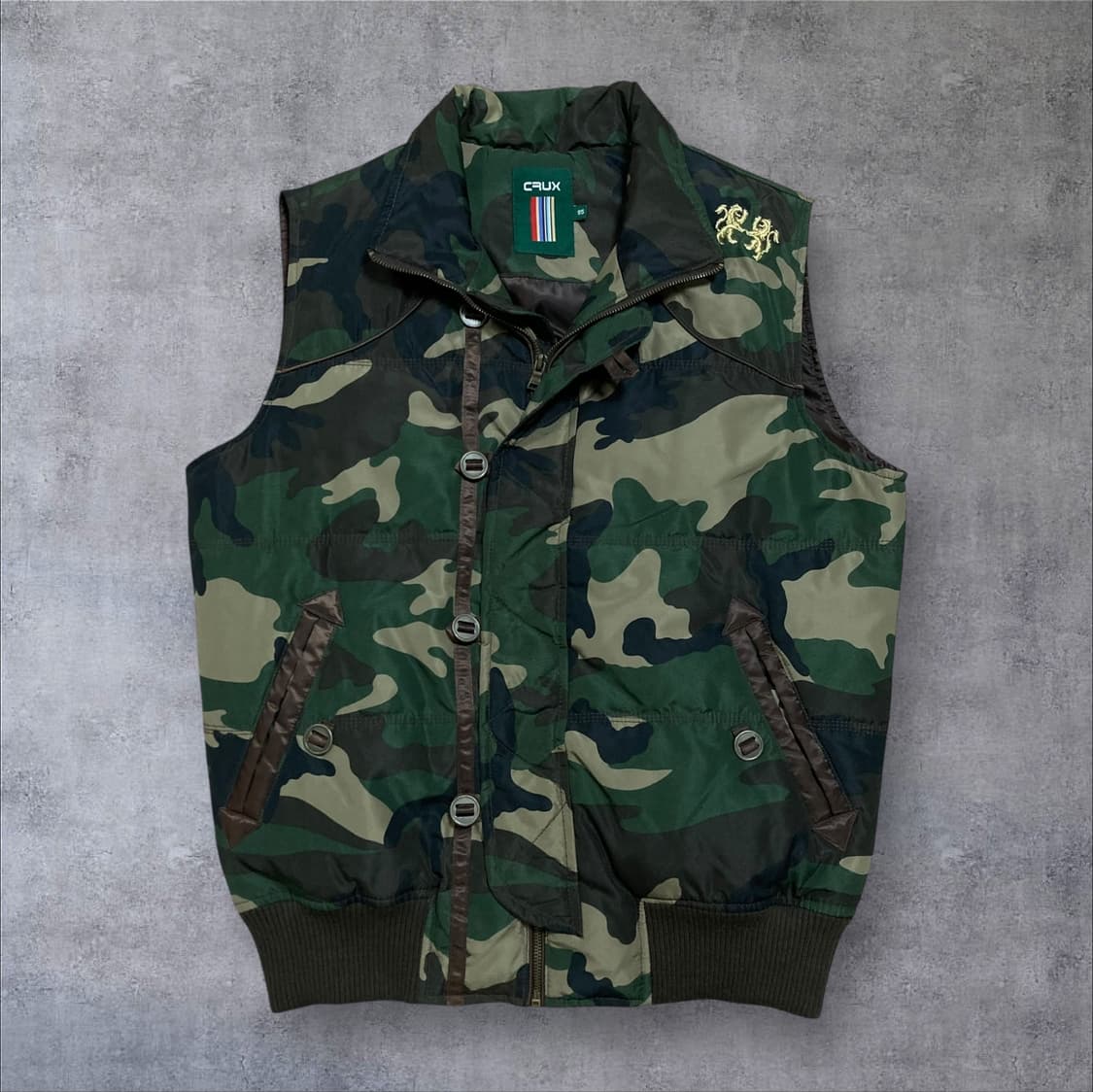 CRUX 카모플라쥬 y2k 빅로고 패딩 베스트 상품이미지2