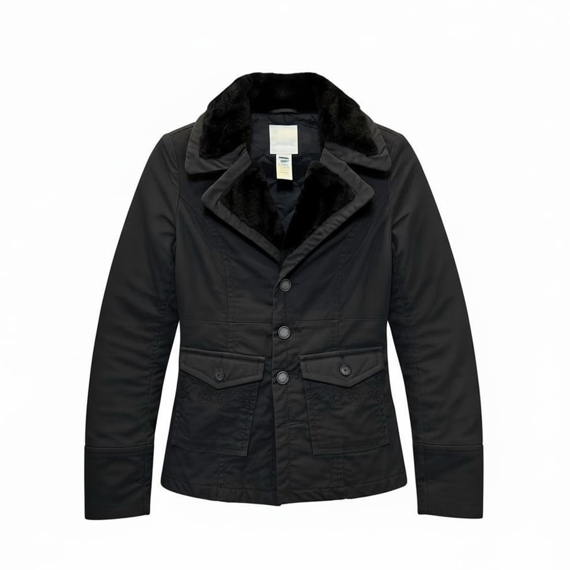 디젤 Y2K 아워글래스 퍼 코트자켓 패널절개 퀼팅안감 디테일 차콜 상품이미지1