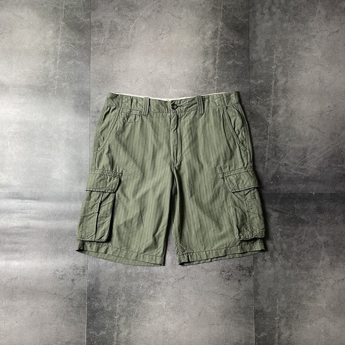 HUDSON 빈티지 카키 스트라이프 코튼 카고 하프 팬츠 A00762 상품이미지1