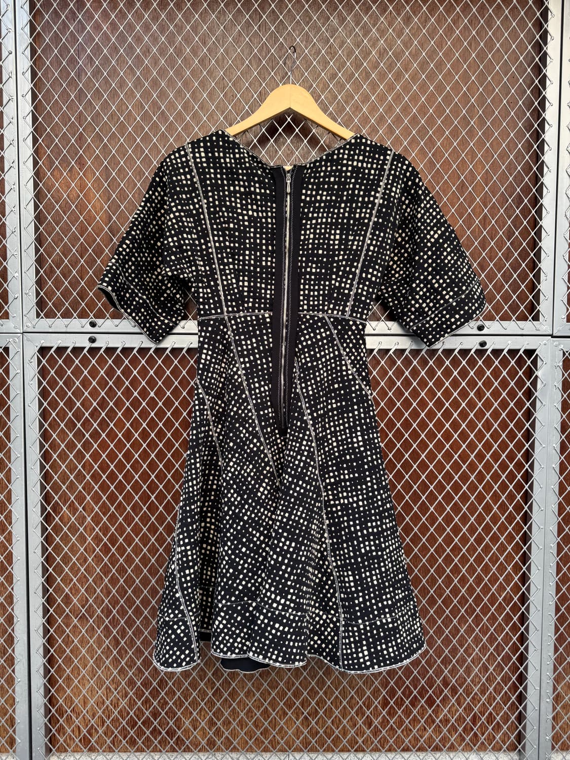 michaa 미샤 체크 패턴 플레어 스티치 절개 라인 원피스 S 상품이미지6