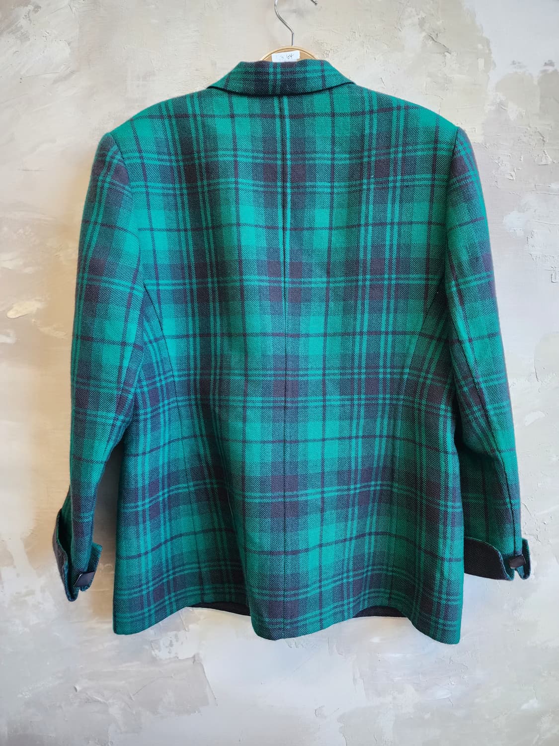 일본빈티지 울 체크 그린 자켓  상품이미지4