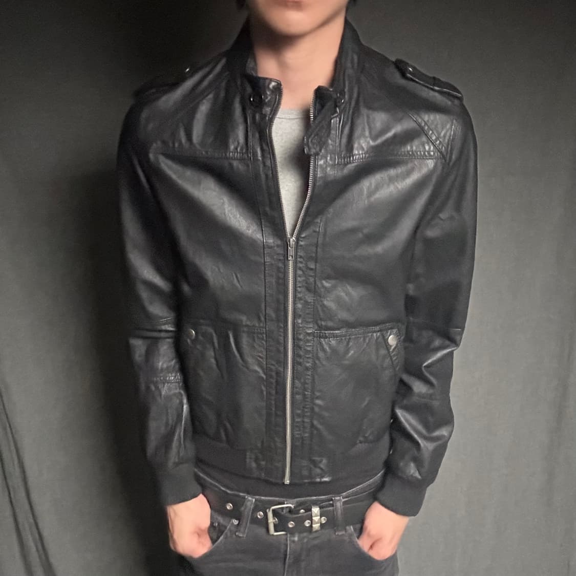 vintage black leather jacket 상품이미지3