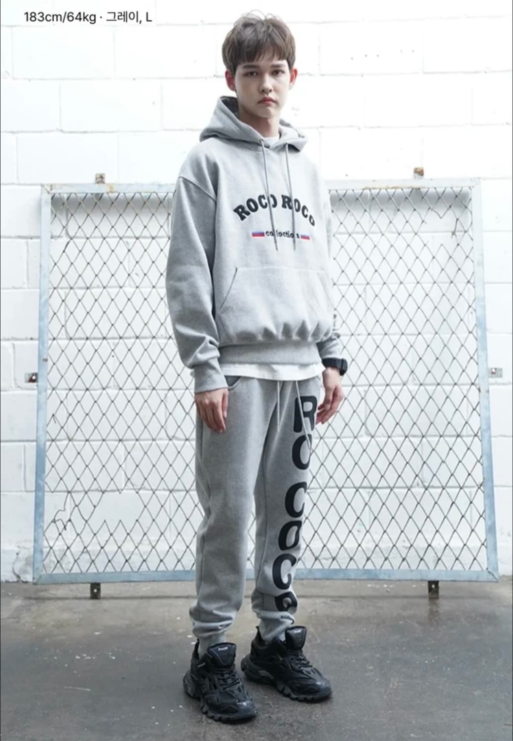 ROCOCO 로고 스웨트 팬츠 M - 새상품 ( 그레이, 블랙 ) 상품이미지3