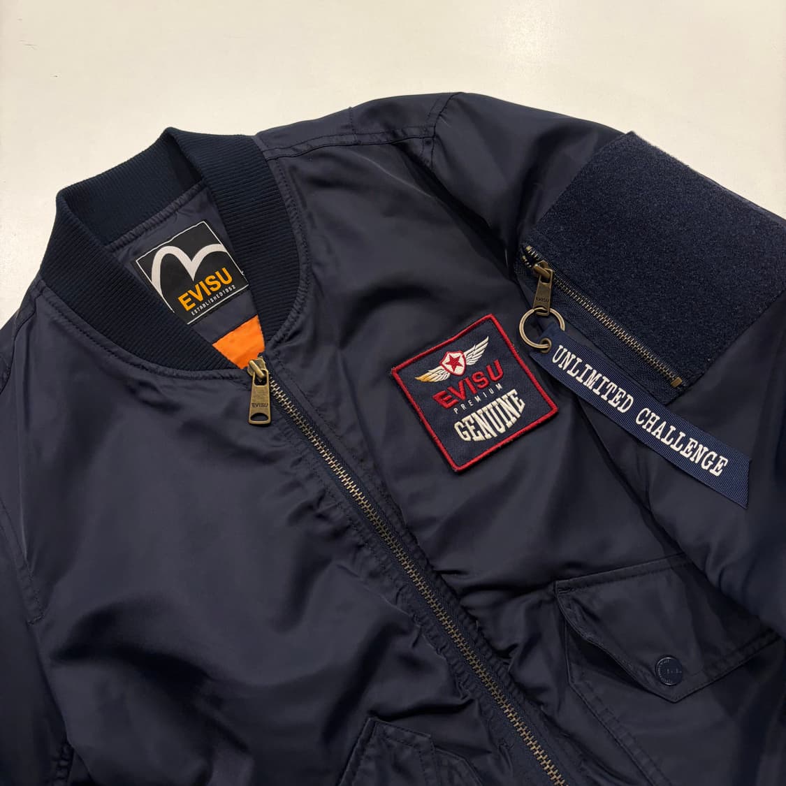 [95] 에비수 패치 나일론 봄버 자켓 네이비 D845 상품이미지3