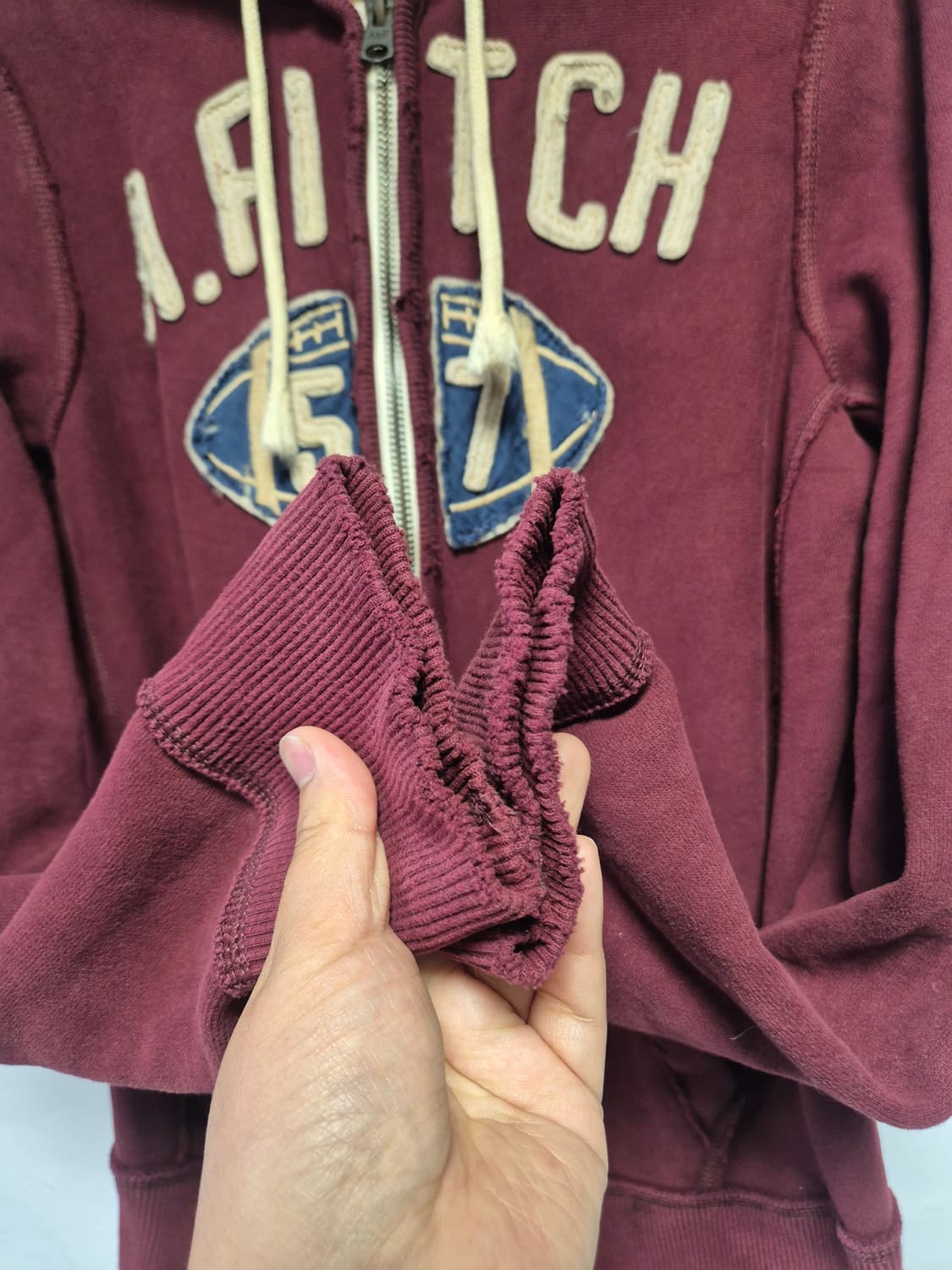 105 아베크롬비 버건디 Y2K 올드스쿨 빈티지 후드집업 XL사이즈 상품이미지6