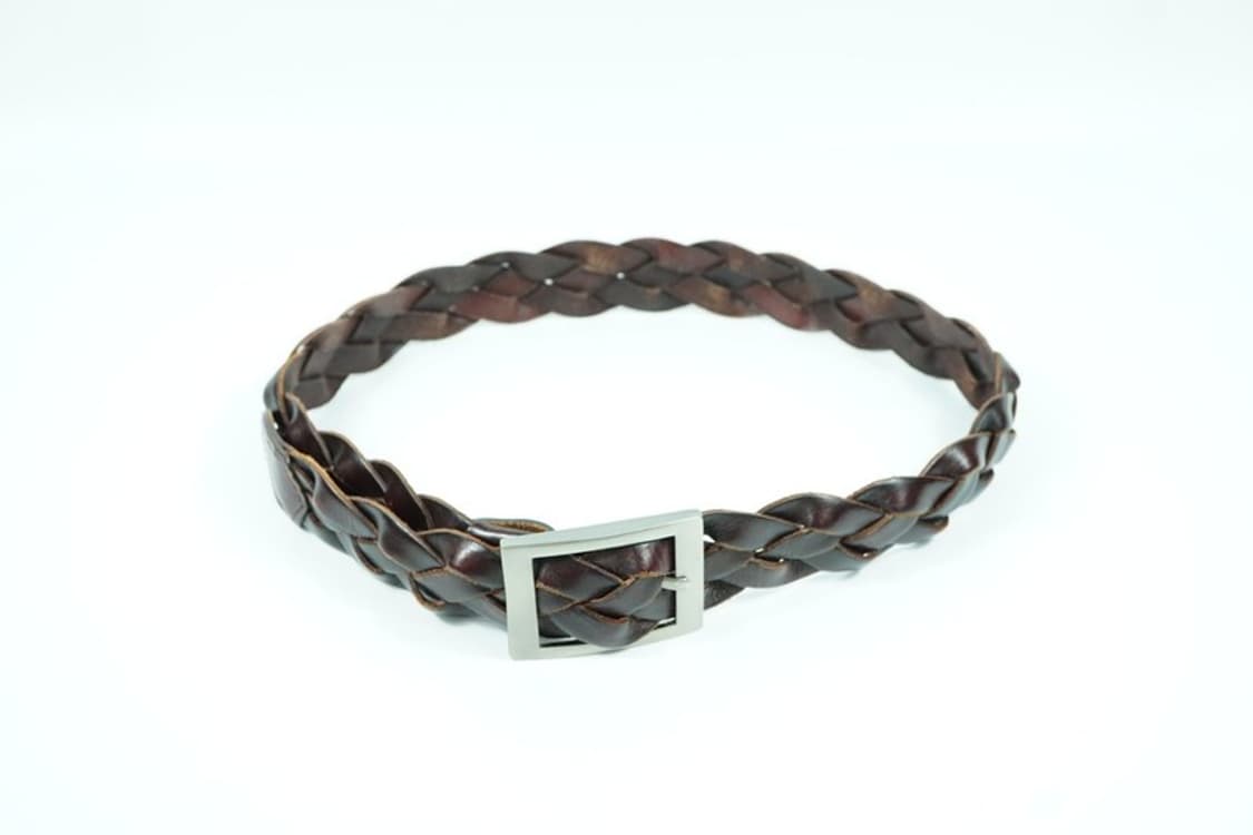 빈티지 다크브라운 리얼 레더 위빙 벨트 상품이미지4