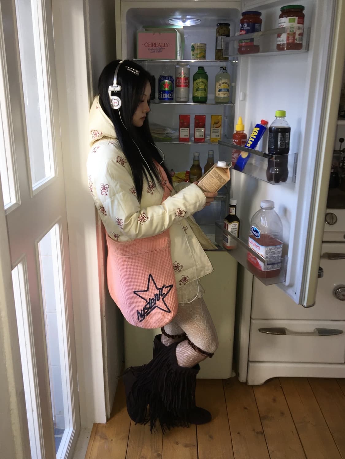 히스테릭글래머 퍽베어 크림핑크 패딩 상품이미지6