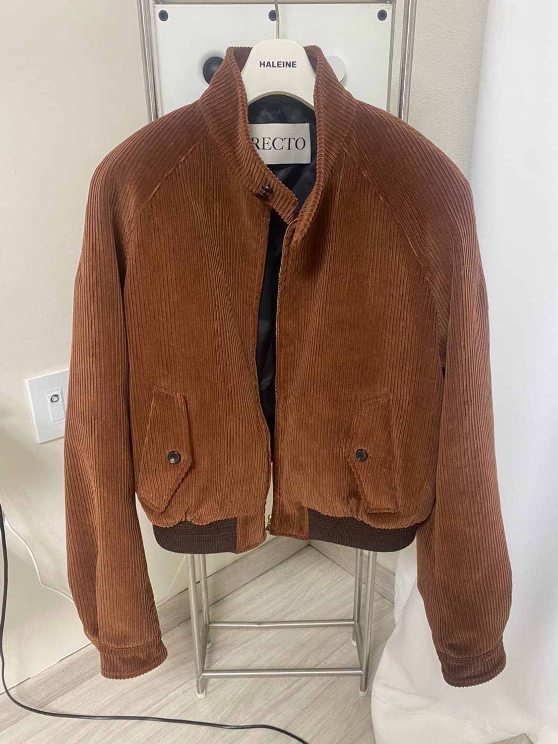 [M] 렉토 잭 코듀로이 해링턴 크롭 숏 점퍼 자켓 브라운 상품이미지4