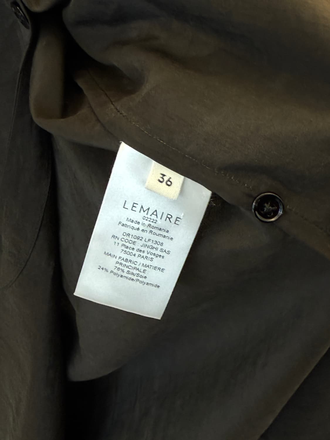Lemaire 르메르 드라이실크 트위스트 셔츠 원피스 36 상품이미지5