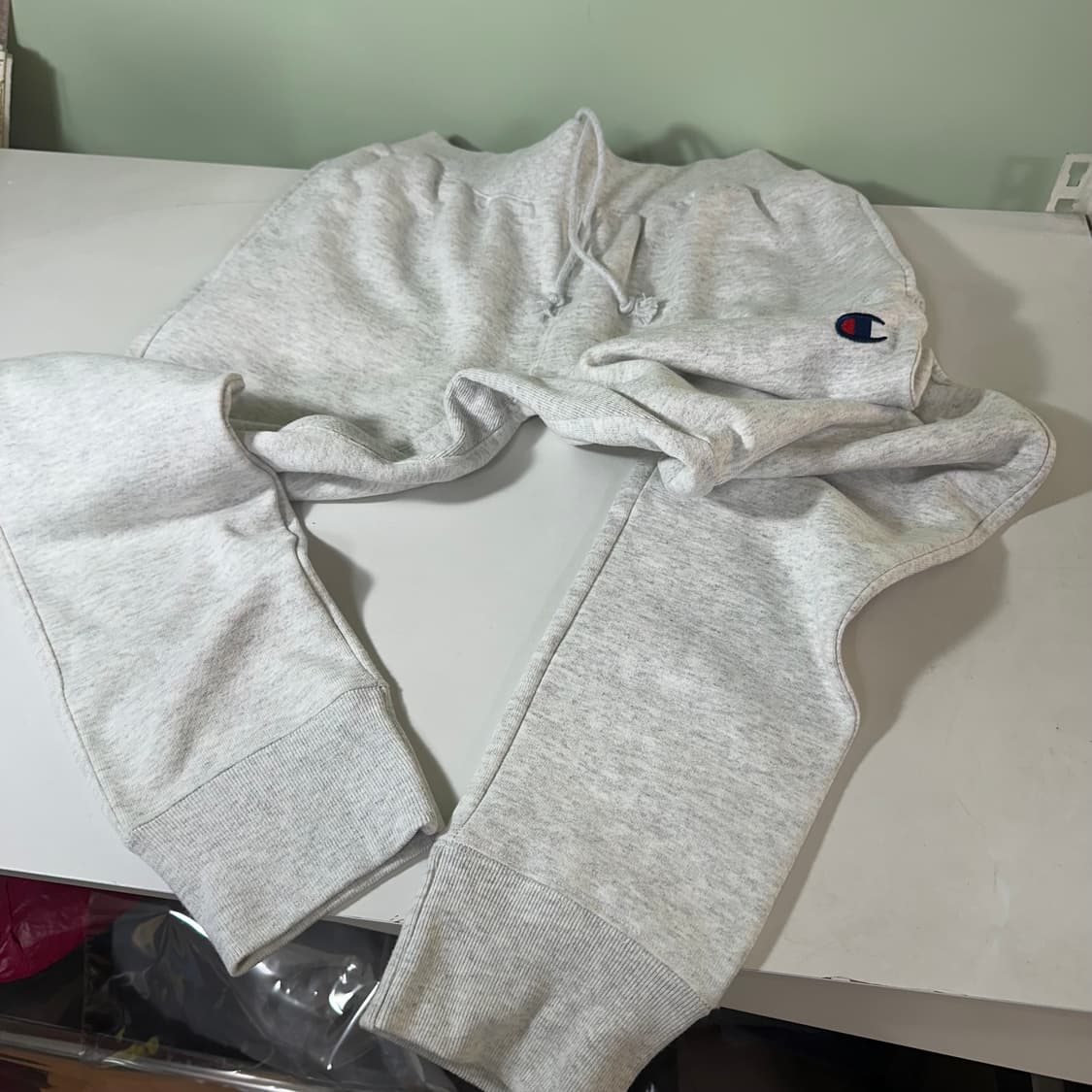 M-L 챔피온 멜란지그레이 기본로고 레귤러핏 스웻조거팬츠 상품이미지7