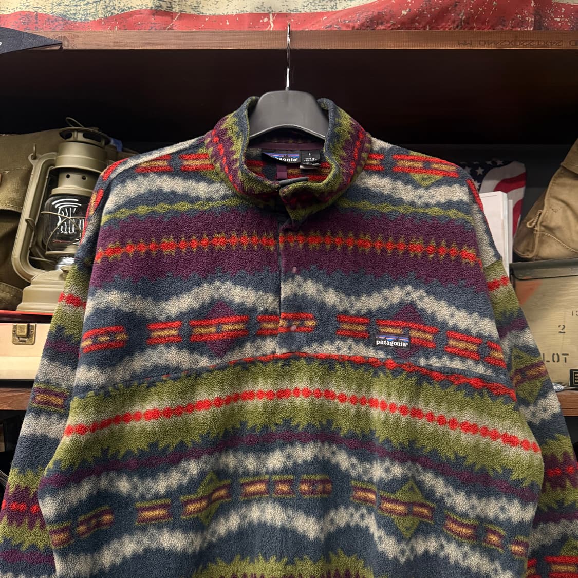Rare! 90s 파타고니아 네이티브 패턴 스냅-T 신칠라 플리스 상품이미지3