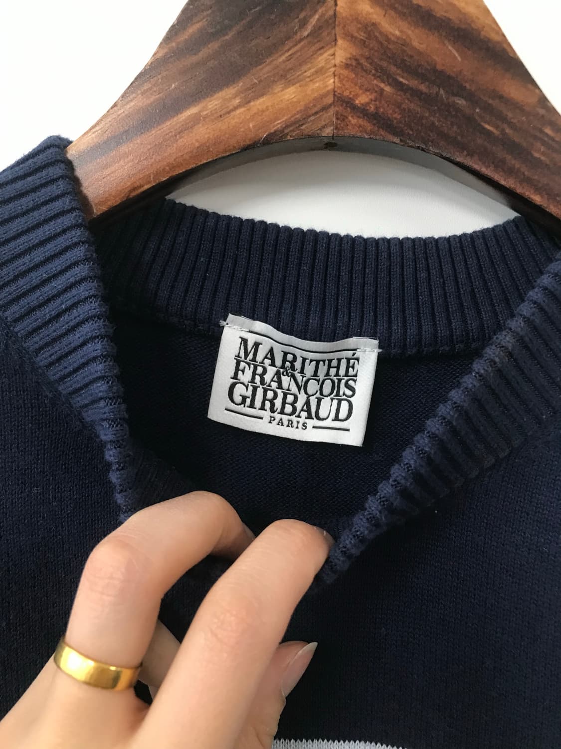 마리떼 프링소와 저버 박스로고 네이비 반팔 니트 상품이미지5