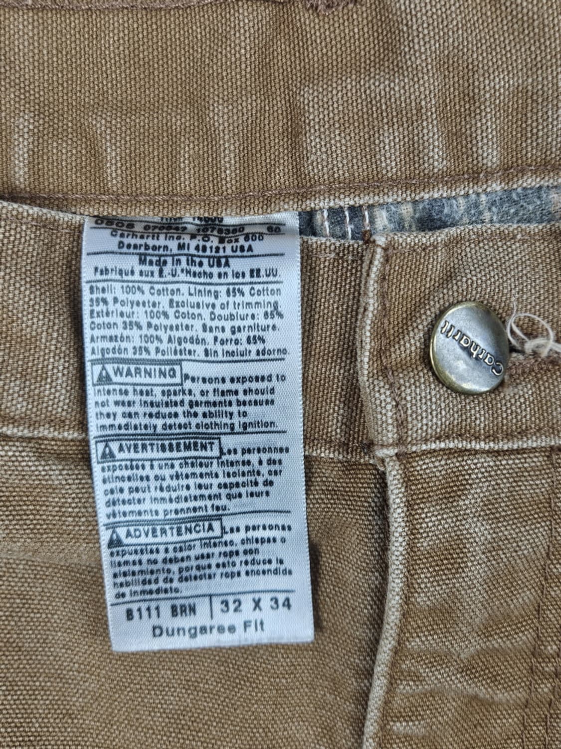 칼하트 헤비 플란넬 캔버스 카펜터 팬츠 ( 32 X 34 )/ 10046 상품이미지7