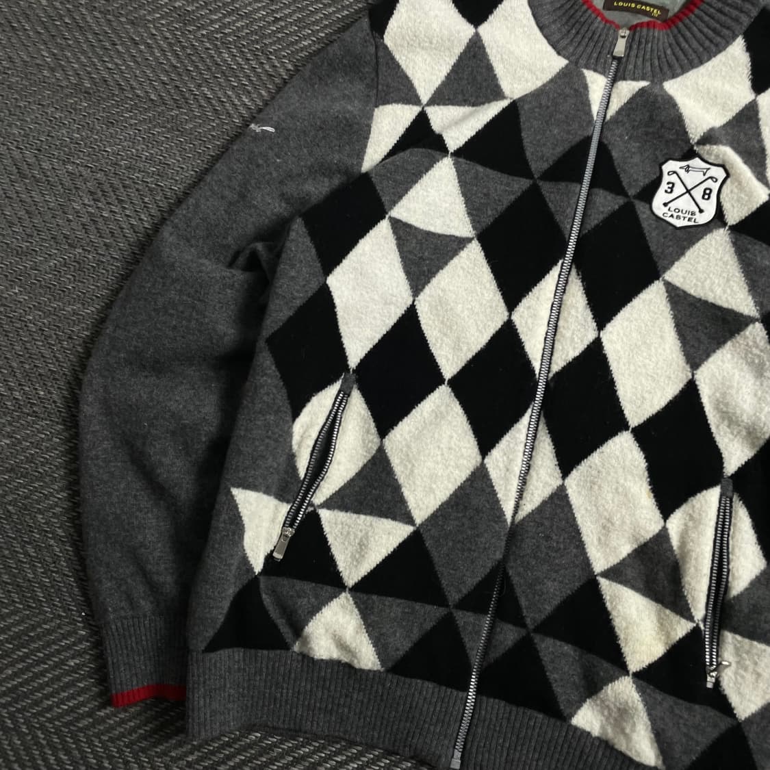 루이 까스텔 아가일 체크 패턴 니트 집업o 4473 상품이미지2