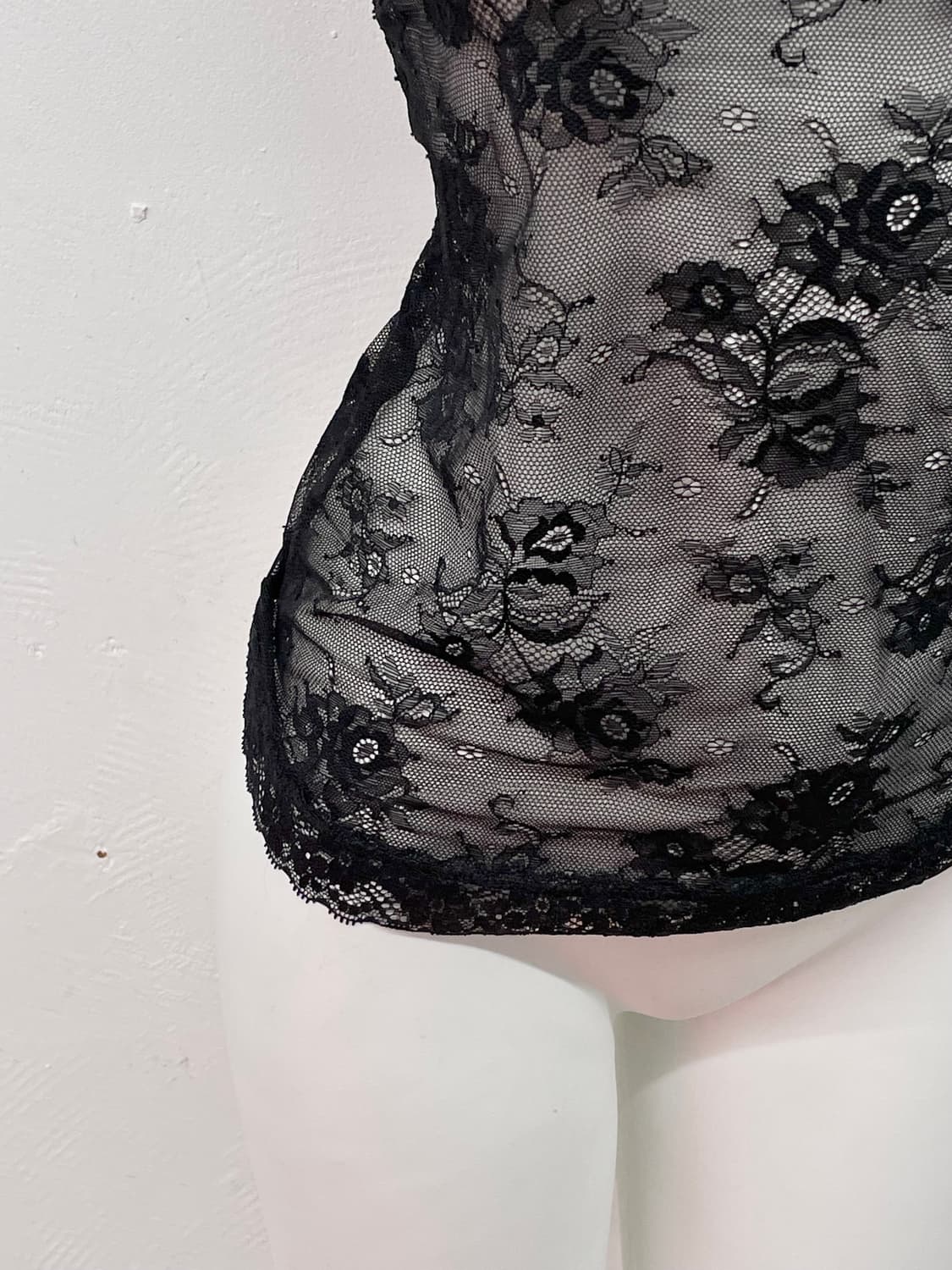 에블린 블랙 레이스 슬립 상품이미지3