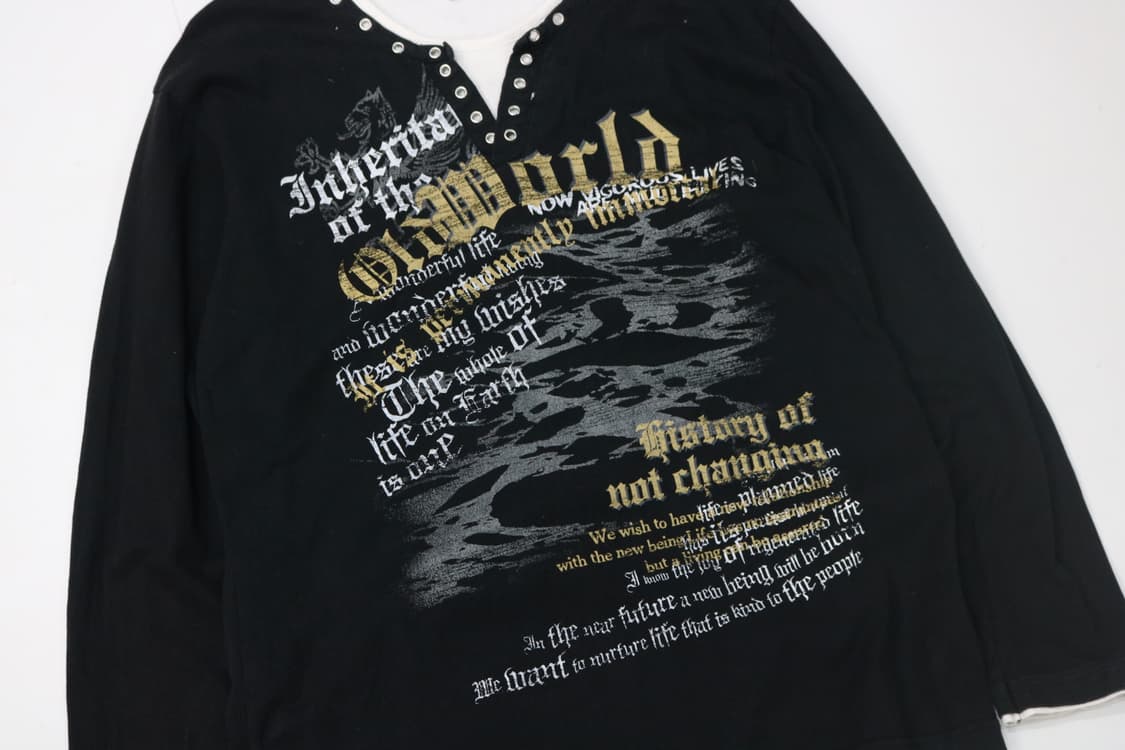 PINO BAZZO 피노바조 빈티지 아일렛 레이어드 블랙 롱슬리브 상품이미지3