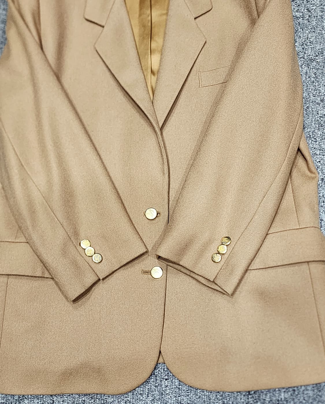 버버리 런던 빈티지 금장 버튼 울 블레이저 자켓 12 사이즈 카멜 상품이미지5