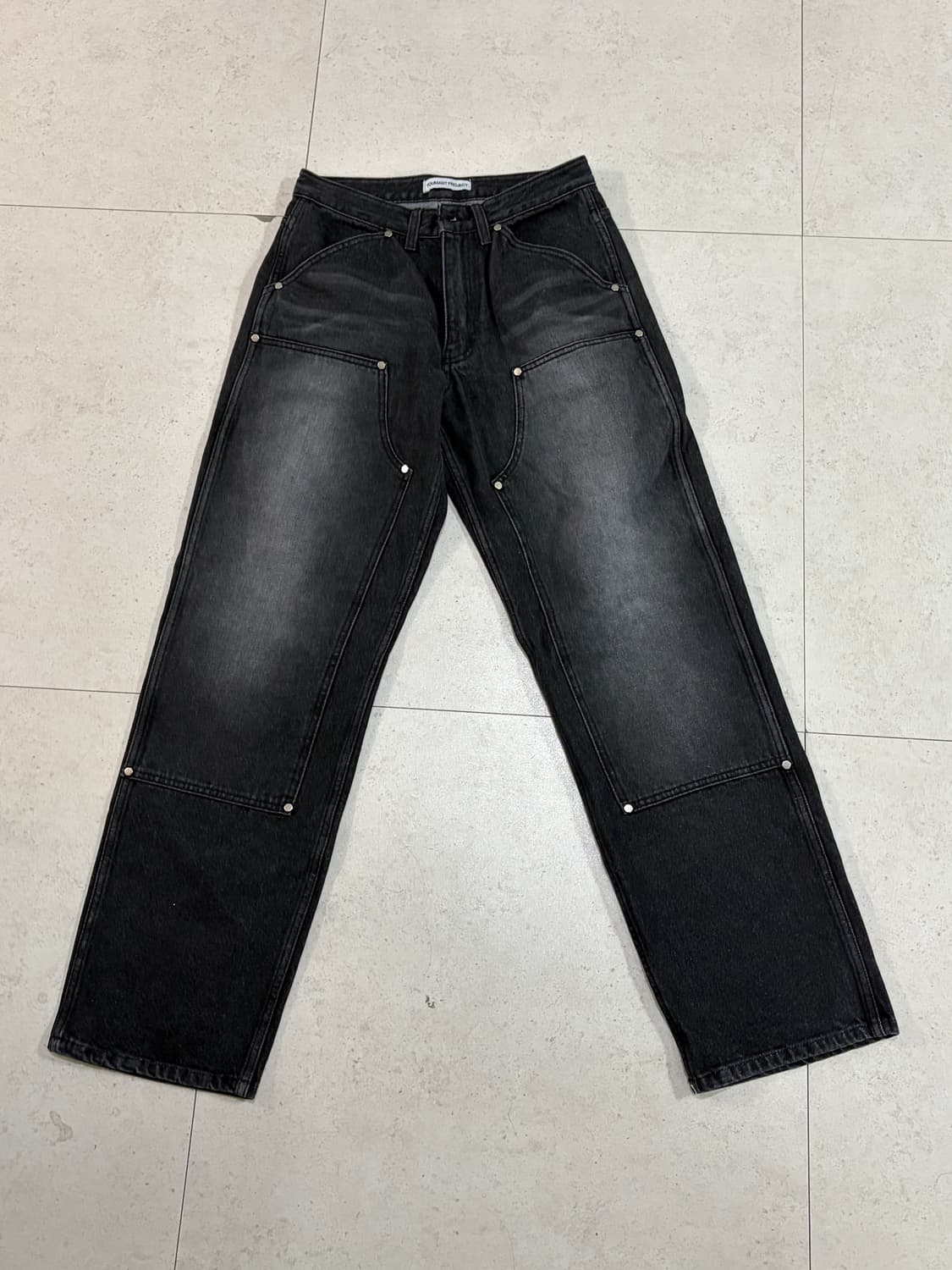 유먼트 더블니 흑청 데님 xs 상품이미지3