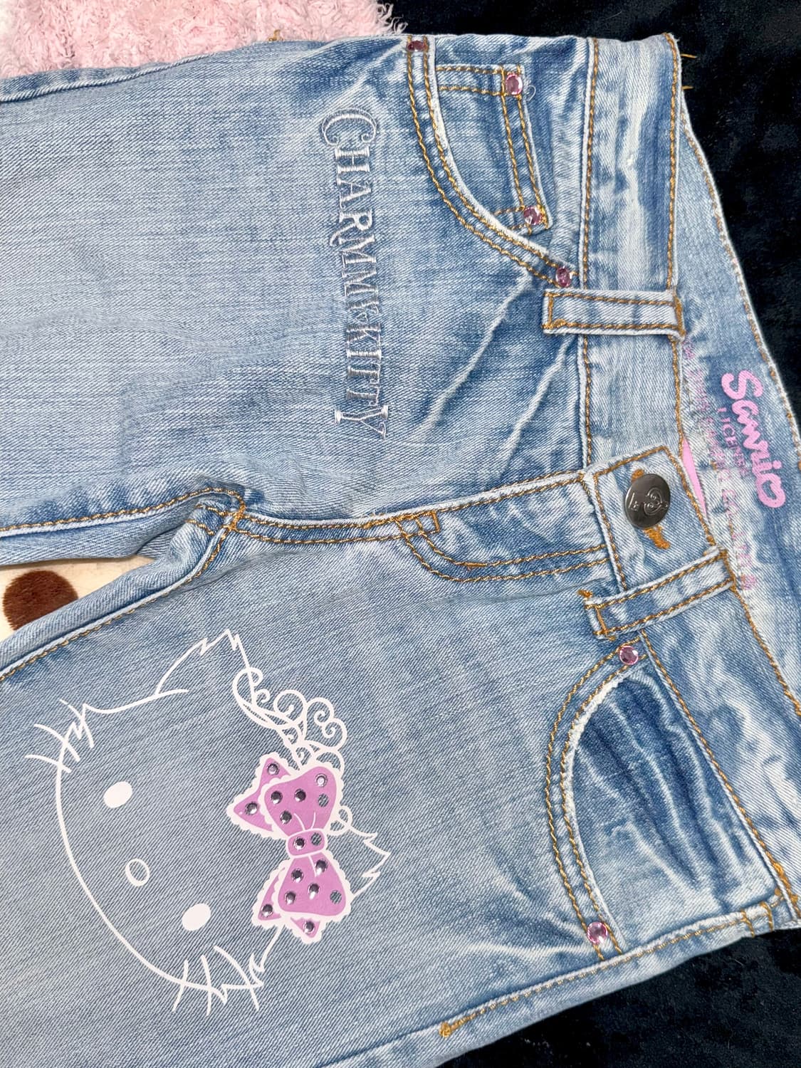 고전 챠미키티 히메갸루 대장 로우라이즈 부츠컷 데님 팬츠 갸루 와투케 상품이미지1