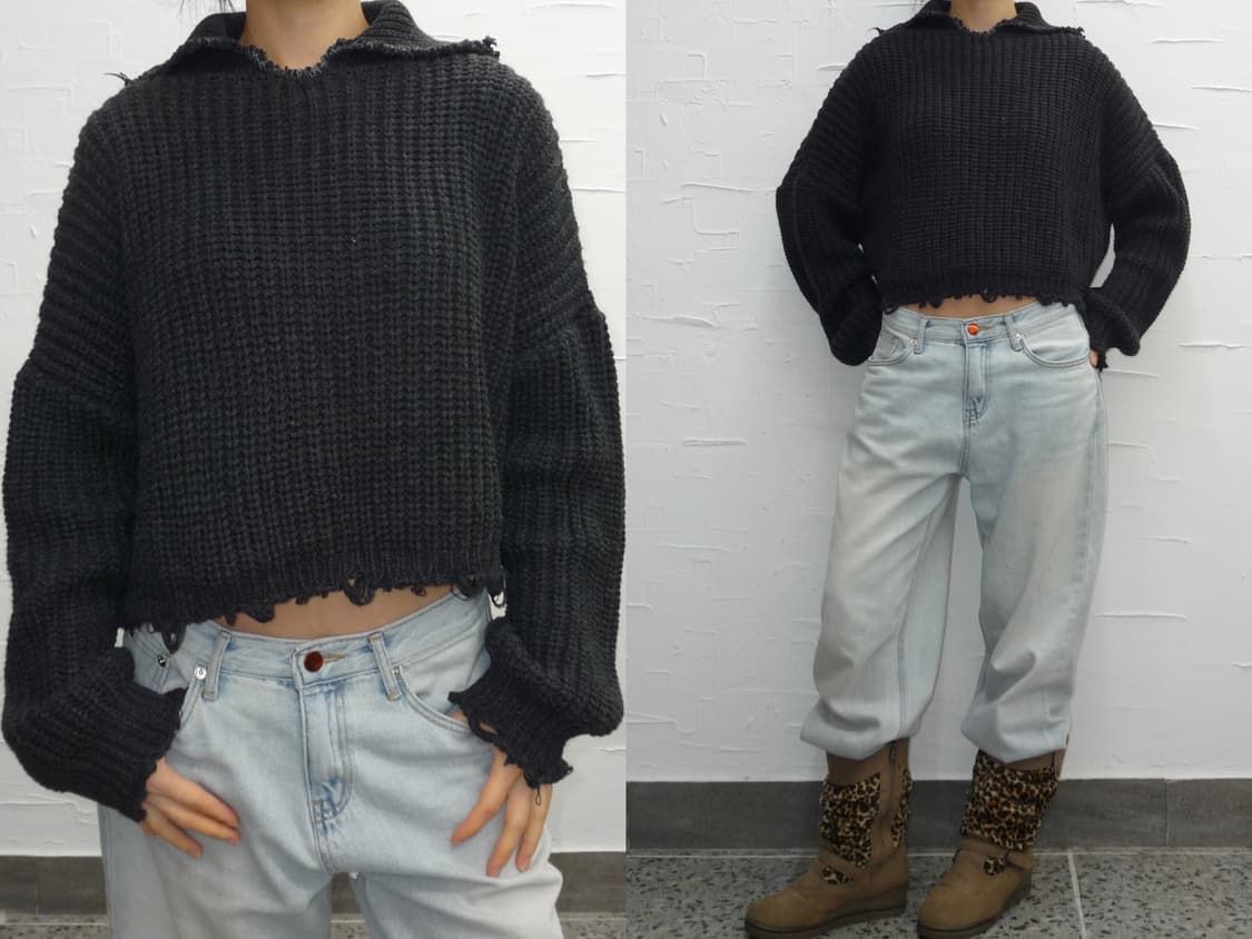 Frayed charcoal knit 상품이미지1