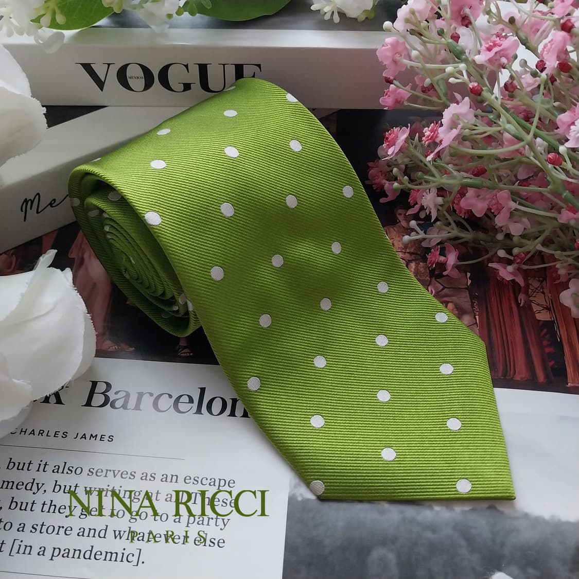 니나리치 실크 라임 도트 넥타이 9.1cm A등급 K1681
 상품이미지2