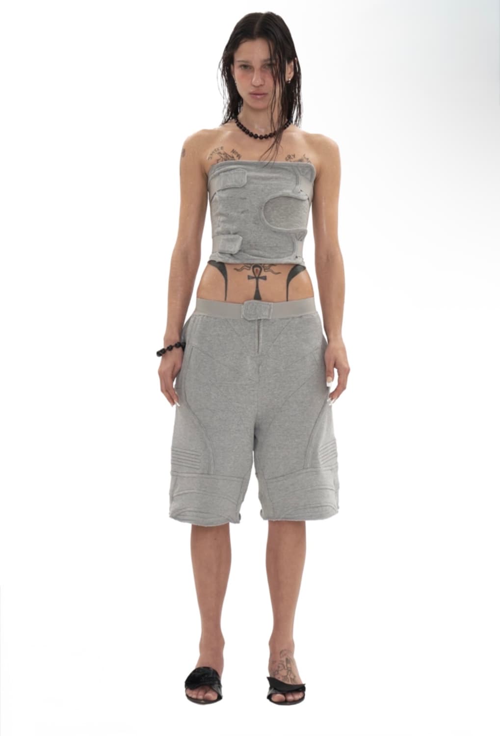 604service BIKER BANDING SWEAT SHORT 상품이미지1