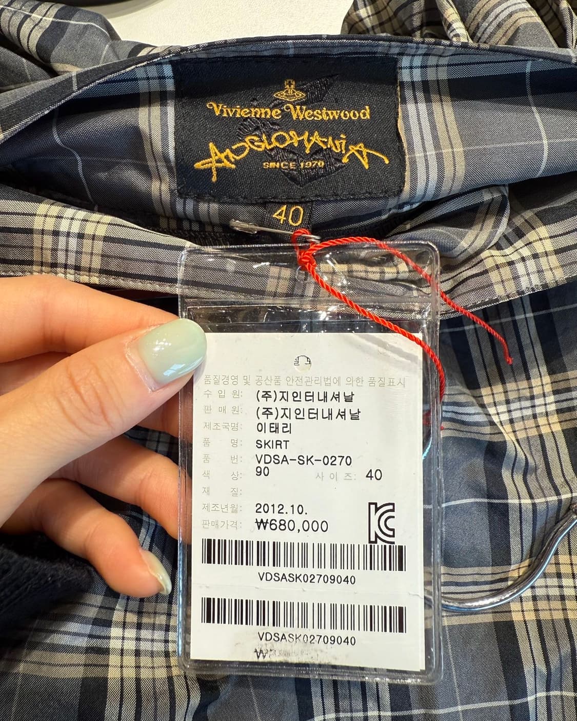 비비안웨스트우드 블랙 체크 폴리에스터 미니스커트  상품이미지8