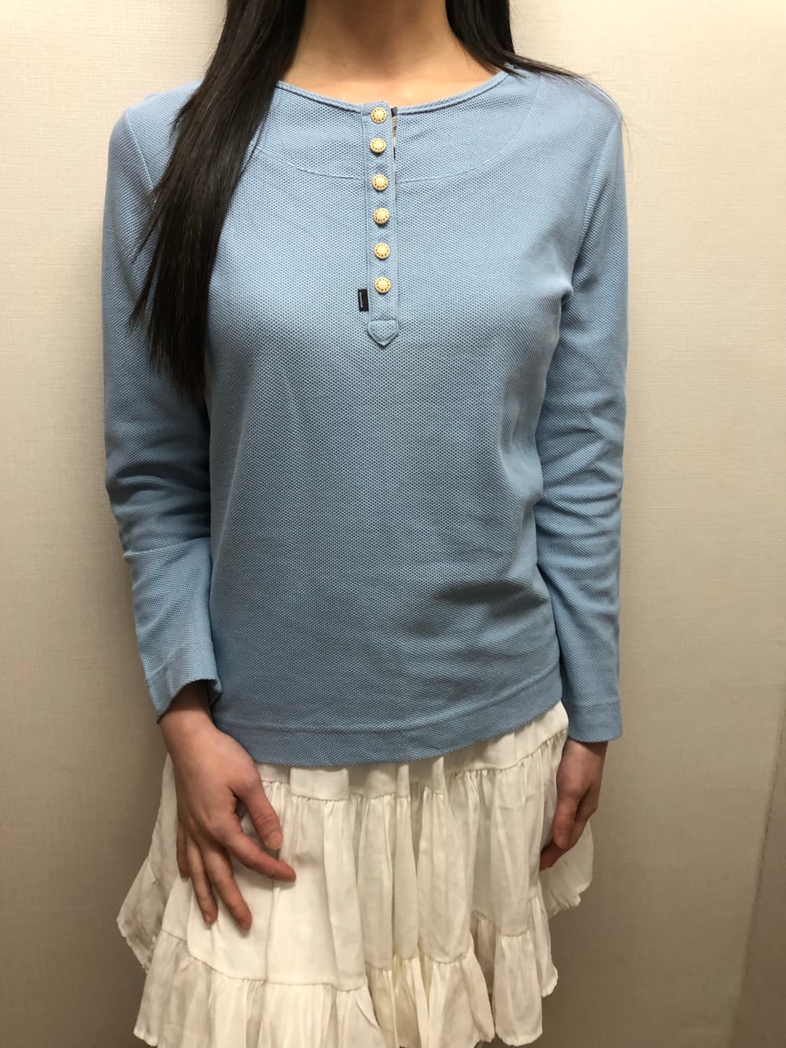 빈티지 파스텔블루 버튼 롱 슬리브 상품이미지7