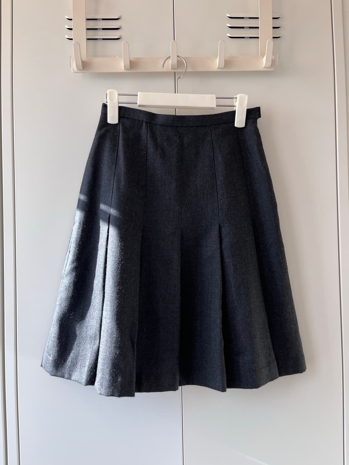 Japanese 빈티지 차콜 주름 플리츠 미디 스커트 상품이미지1