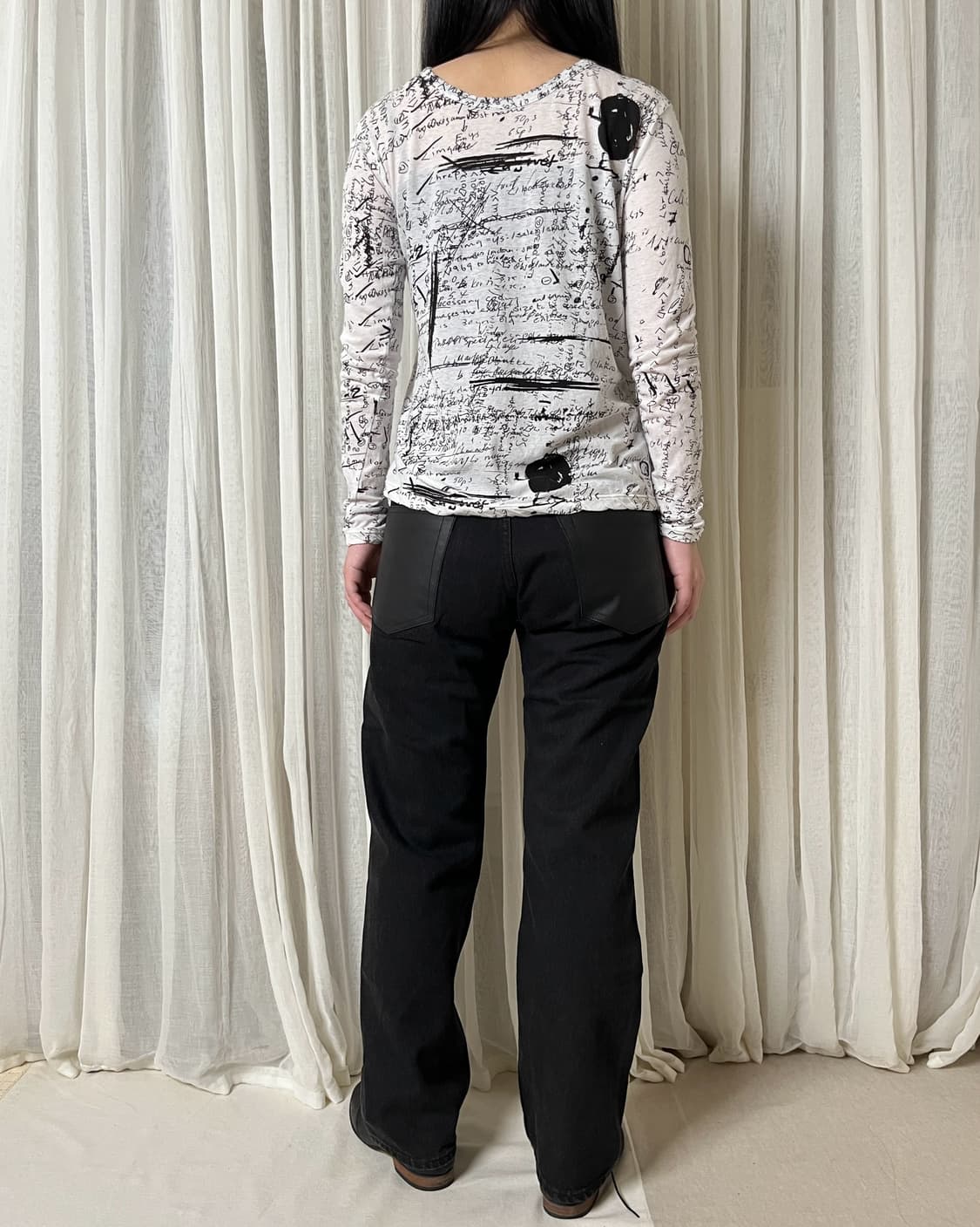 요지야마모토 드로잉 시스루 롱슬리브 티셔츠 yohji yamamoto  상품이미지8