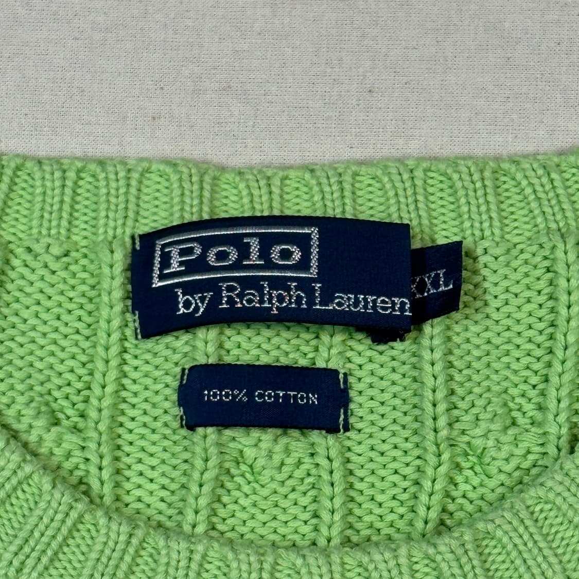 XXL) 폴로 랄프로렌 케이블 꽈배기 라운드넥 니트 연두색 상품이미지6