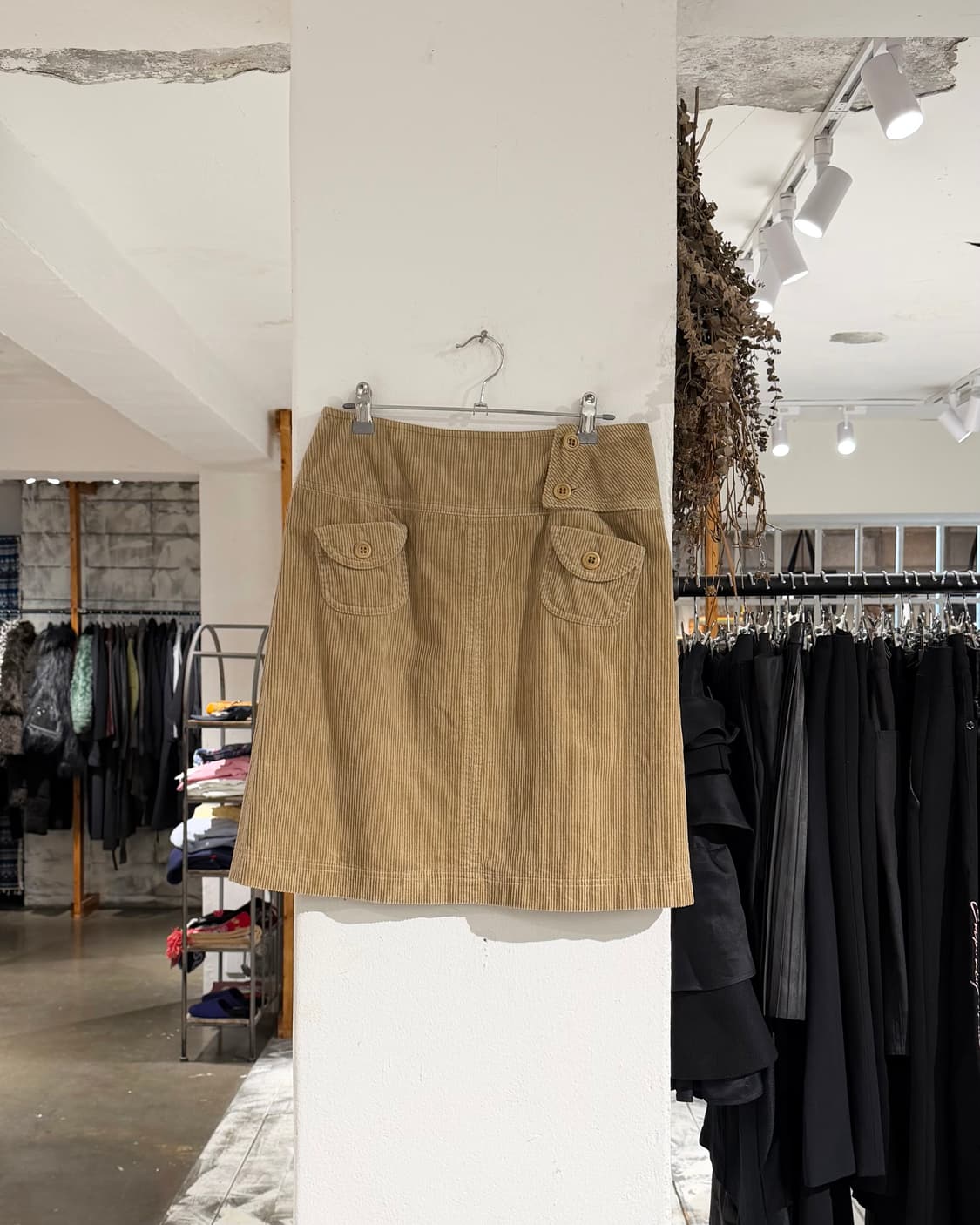 막스 마라 위캔드 베이지 코듀로이 버튼 포켓 스커트 상품이미지1