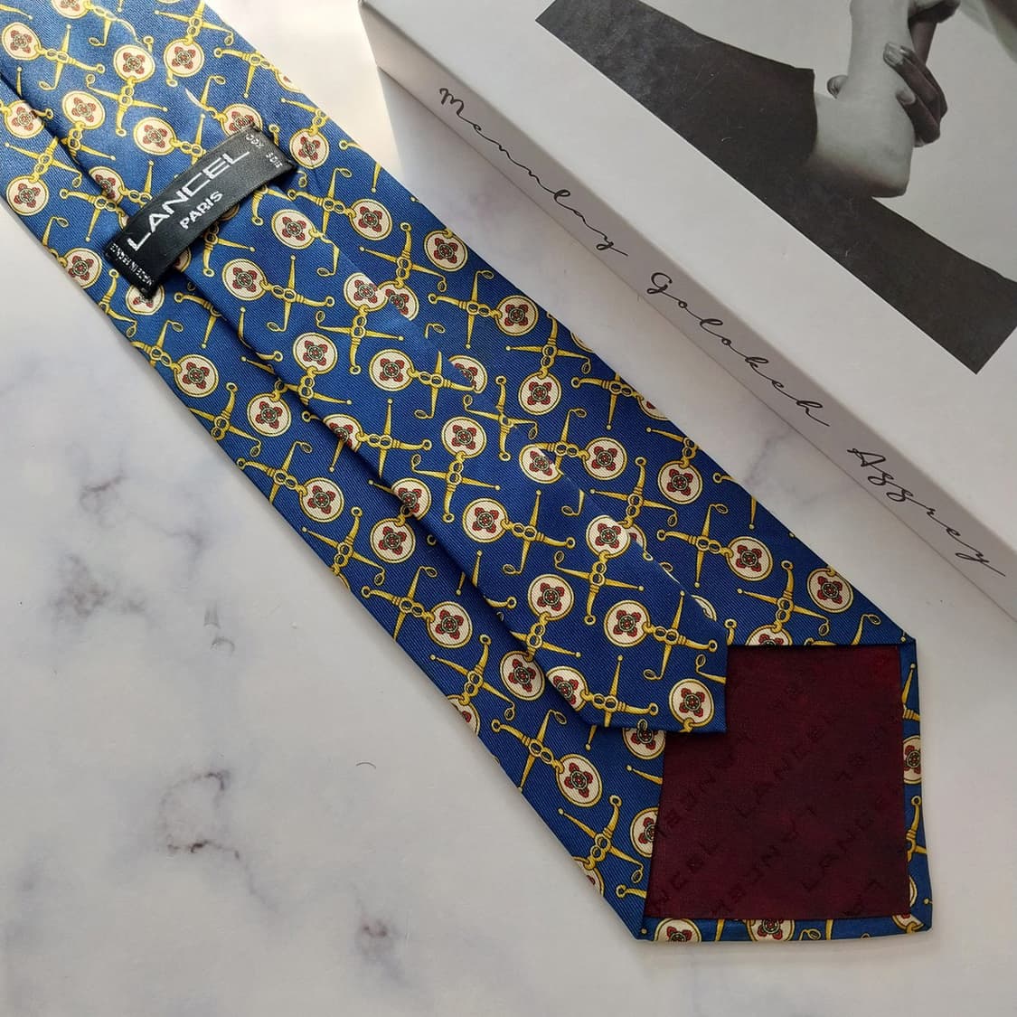 란셀 실크 네이비 하니스 패턴 넥타이 9.9cm A+등급 K1382
 상품이미지9