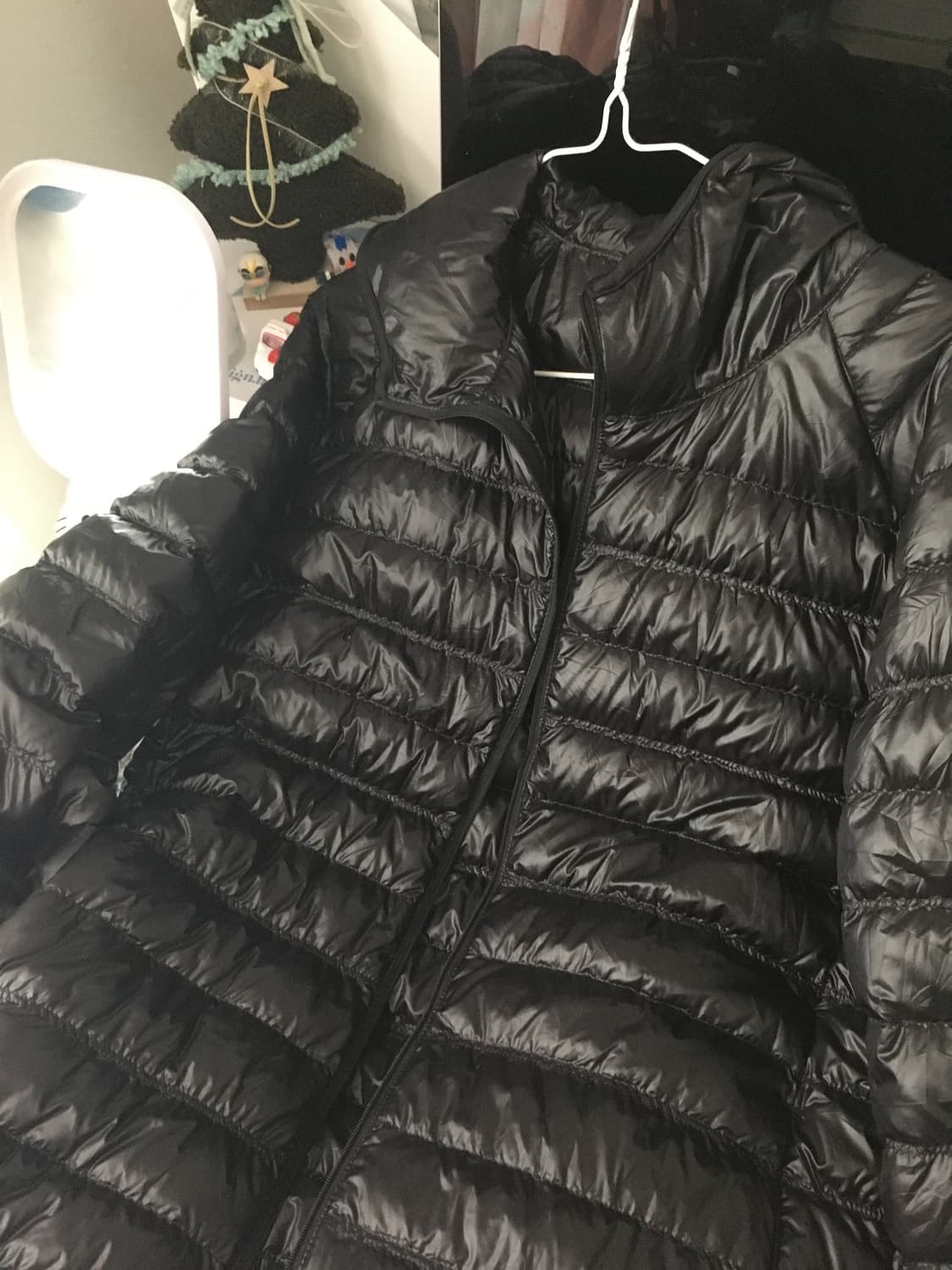 (S) 유니클로 후드 경량패딩 블랙 상품이미지4