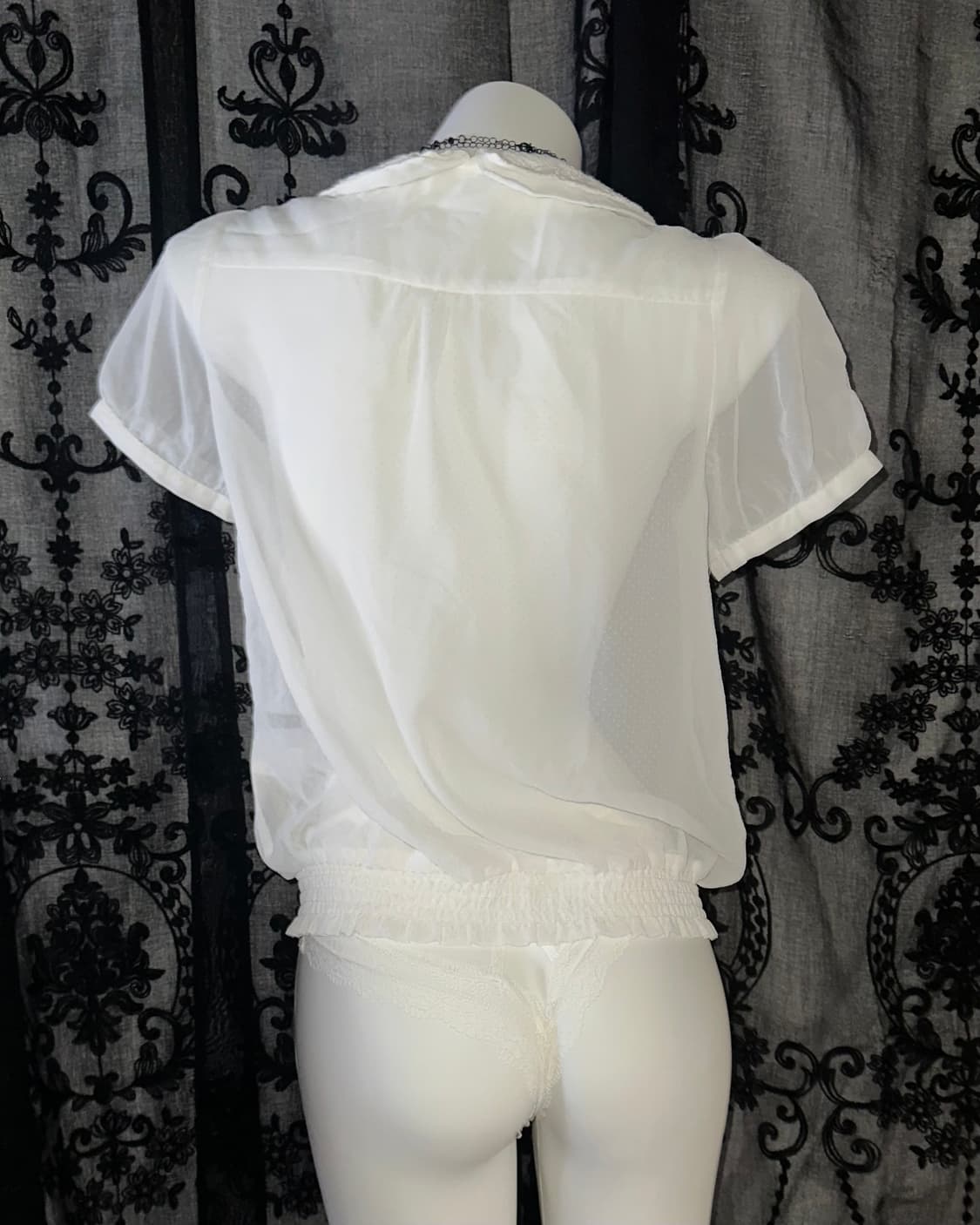 White see-through blouse 상품이미지3