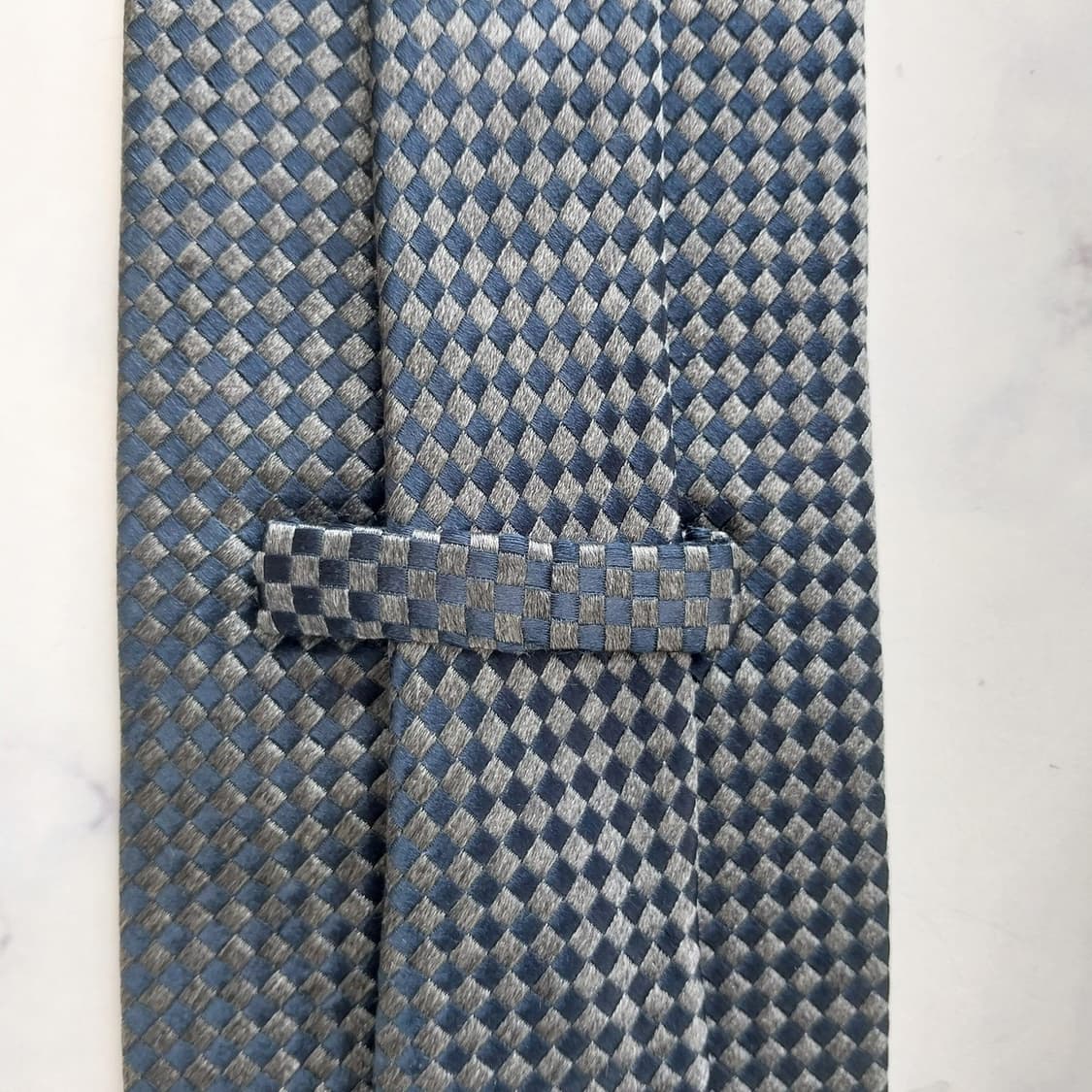 조르지오 아르마니 네이비 체크 넥타이 9.4cm A+등급 K2870 상품이미지8
