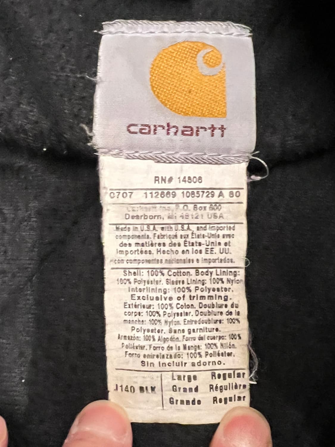 00's [L] 칼하트 J140 BLK 액티브 자켓 블랙 후드 워크자켓 상품이미지9