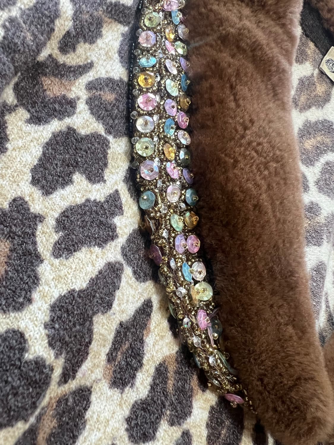 레오파트 빈티지 큐빅 퍼 가디건 상품이미지4