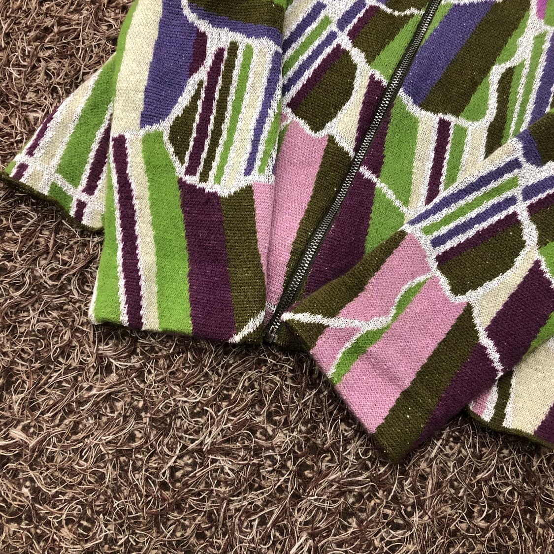 44 미쏘니 하이넥 멀티컬러 니트 집업 자켓 상품이미지3