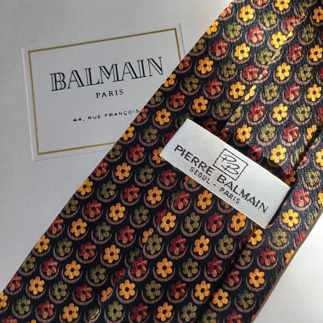 발망 실크 블랙 플라워 패턴 넥타이 9.7cm A+등급 A19160
 상품이미지5