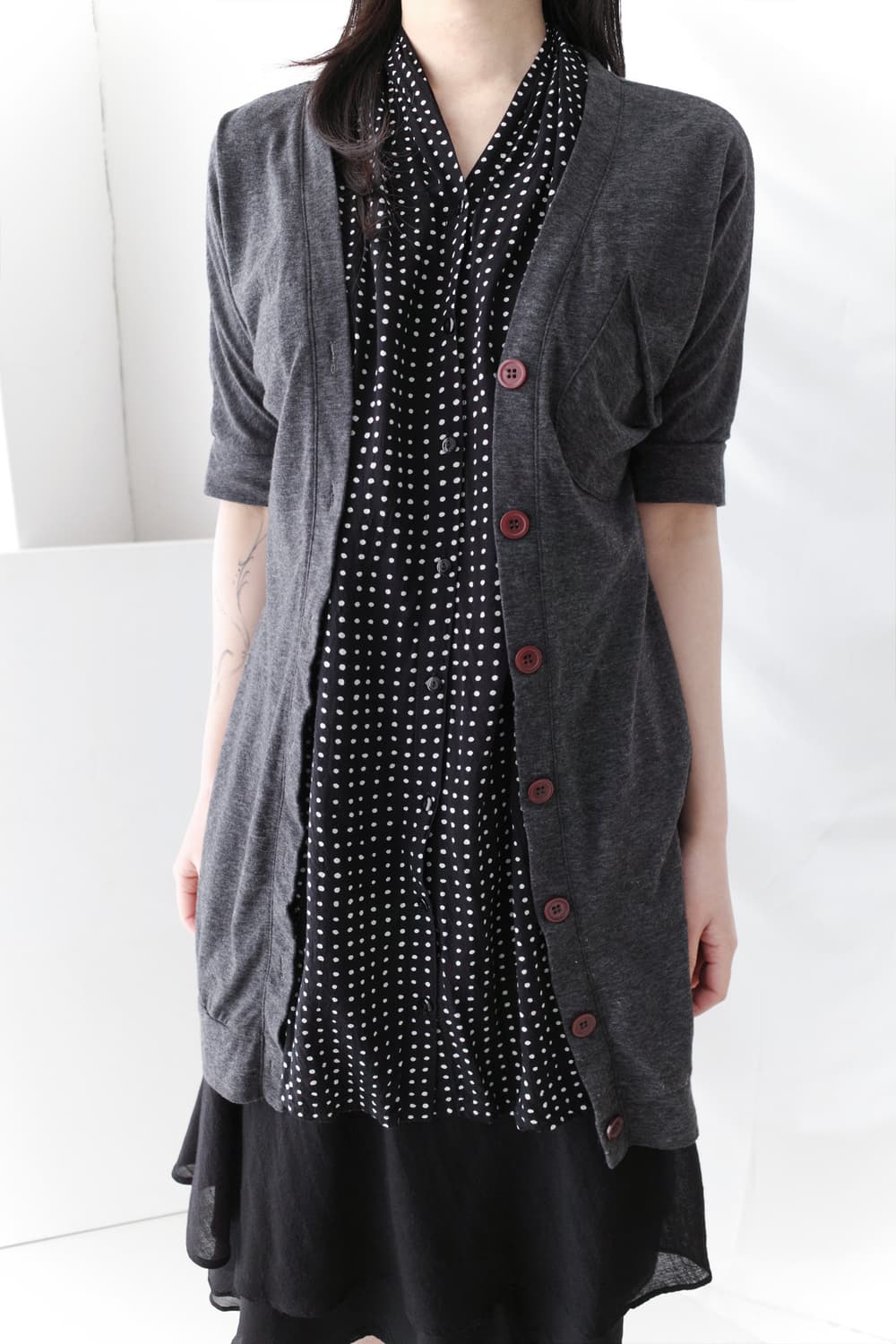 dot layered half cardigun 상품이미지6