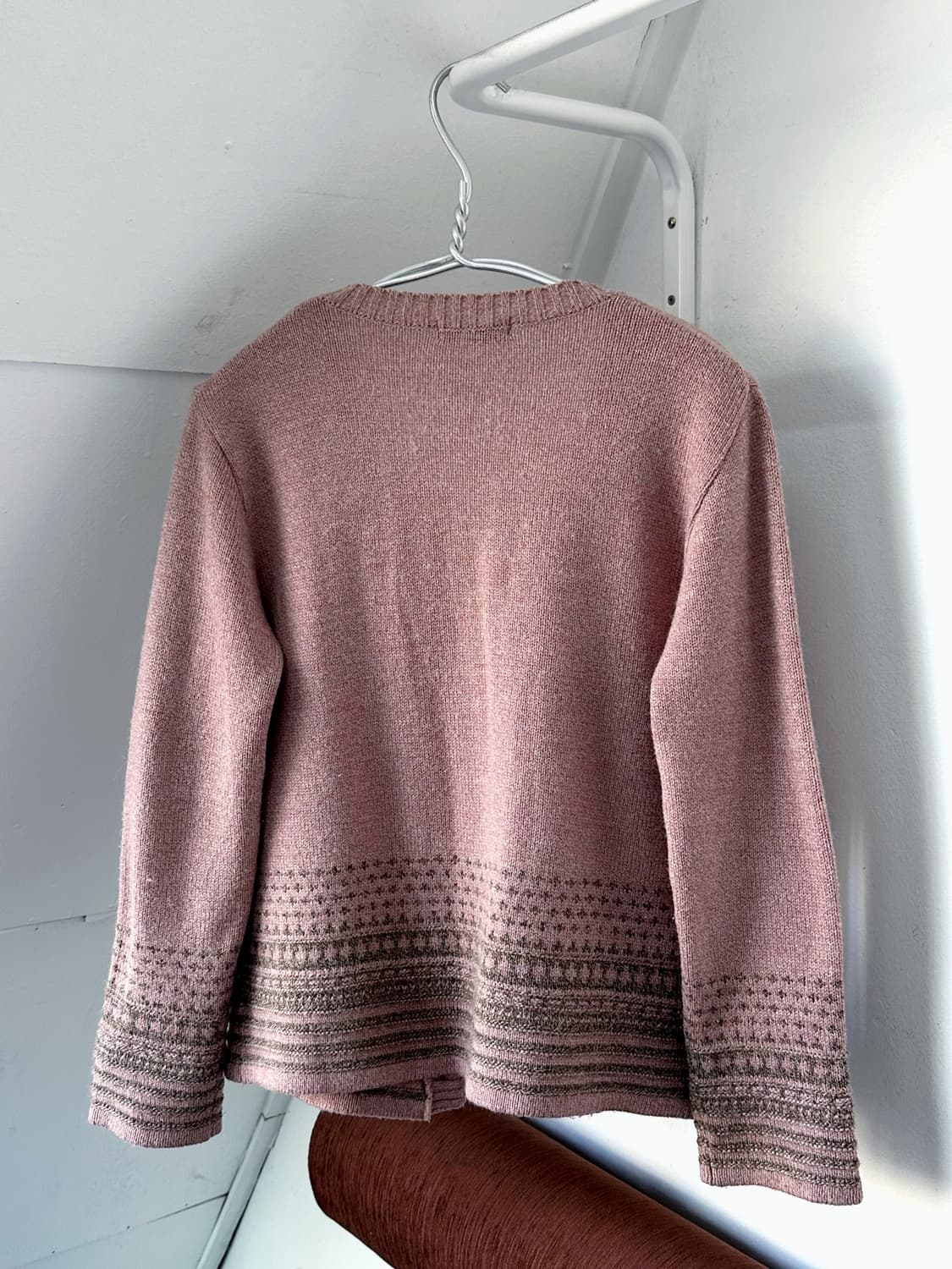 Pattern knitted alpaca crew neck jacket 상품이미지4