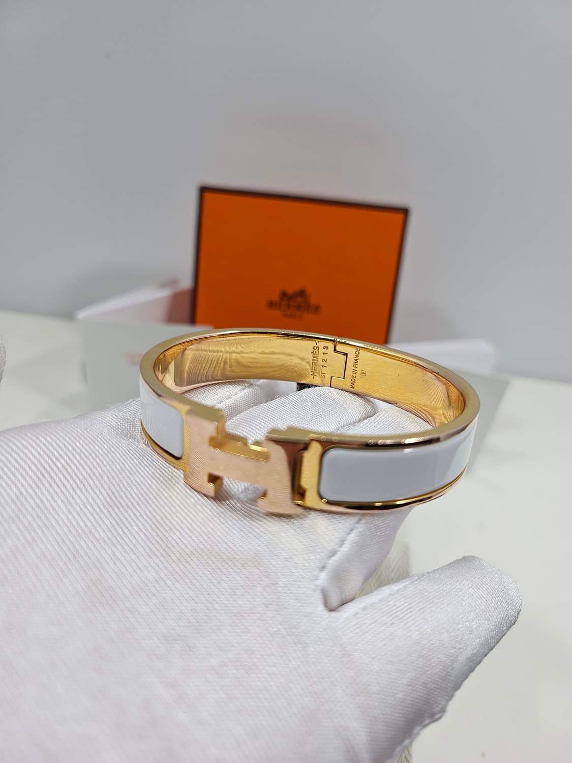 에르메스 클릭아슈 골드x블랑(화이트) PM 상품이미지4