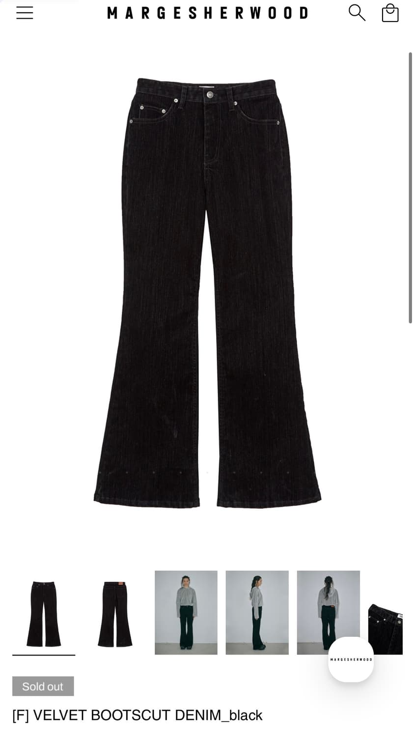 마지셔우드 VELVET BOOTSCUT DENIM_black 상품이미지1