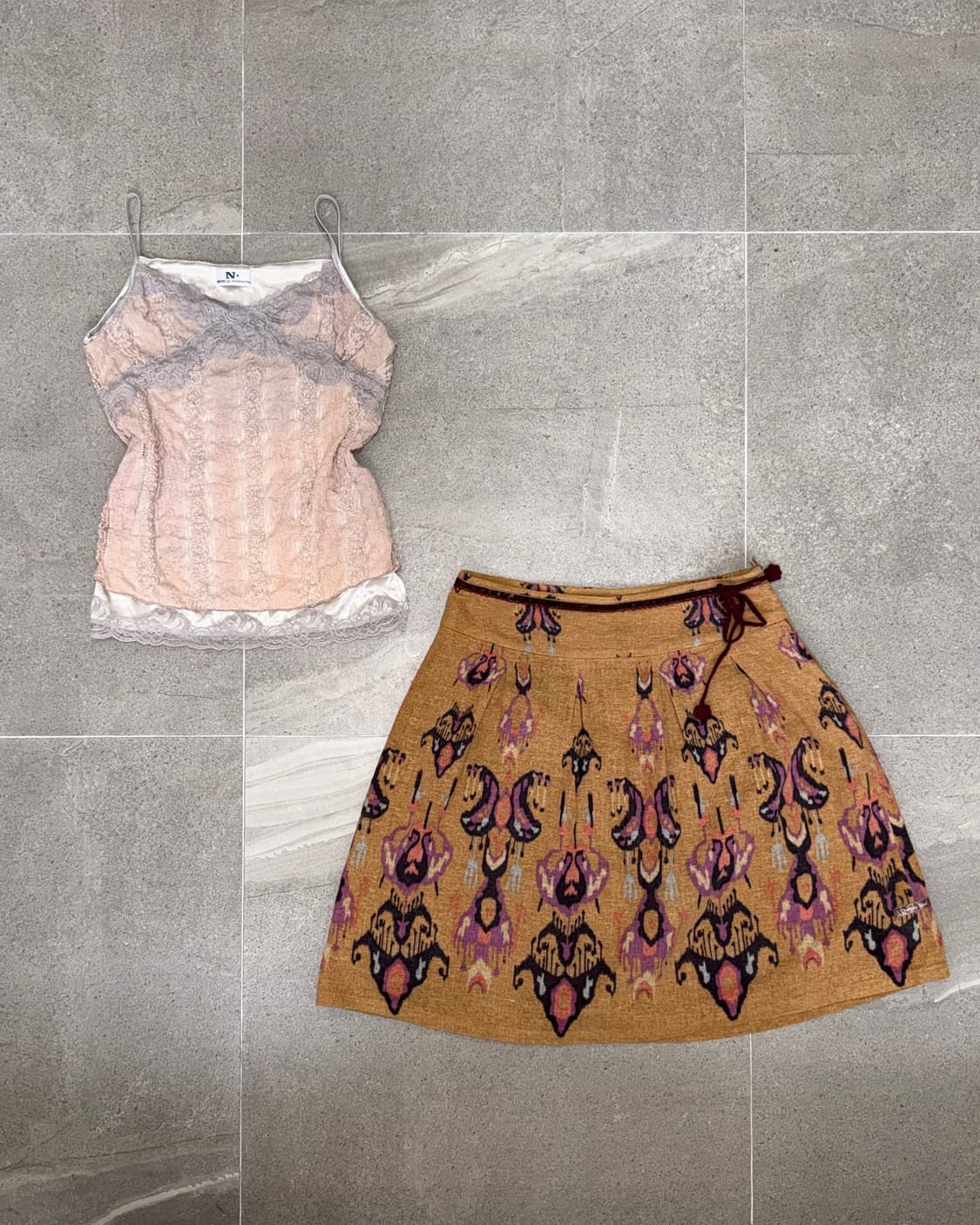 Pink gray floral lace sleeveless  상품이미지1